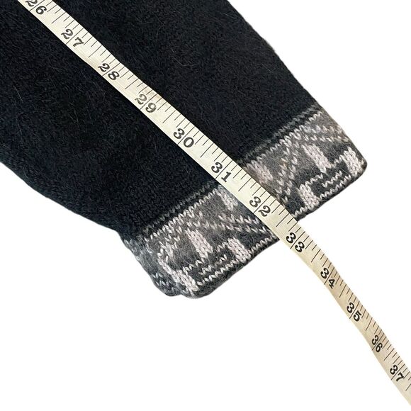 Peruvian Hand Made Alpaca Wool Sweater Women's Size Large Black Warm Cozy - Picture 12 of 12